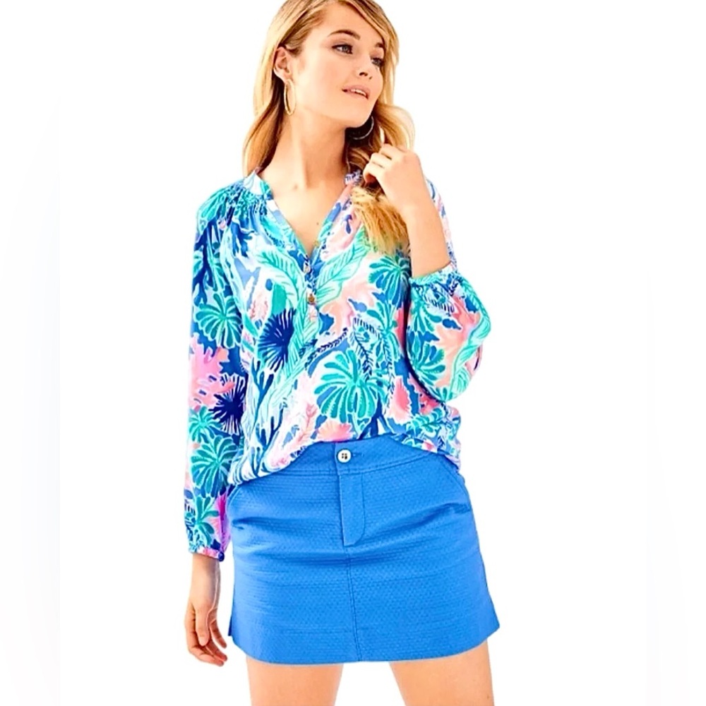 Lilly Pulitzer Nicki Skort Jumbo Pique in Bennet Blue Womens Sz 10 100% Cotton